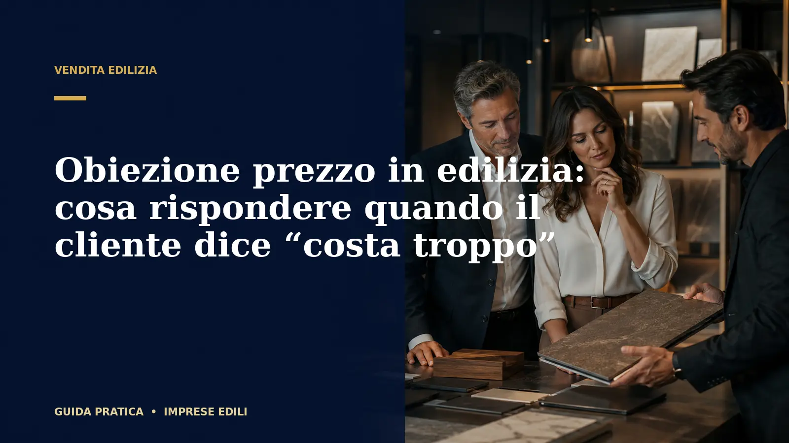 Obiezione prezzo in edilizia: cosa rispondere quando il cliente dice "costa troppo"
