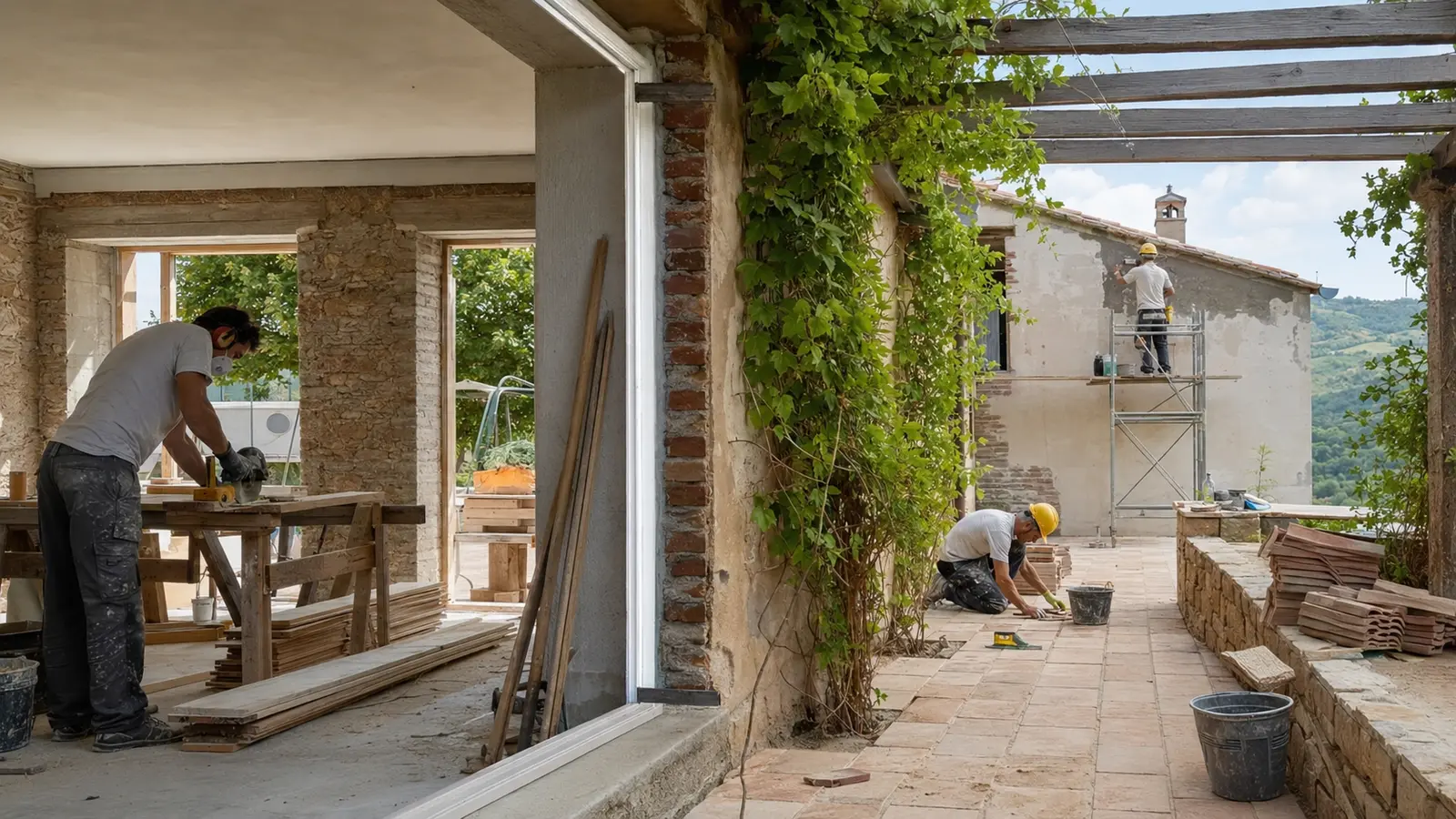 Cantiere completato con infissi montati e area di lavoro pulita a fine intervento